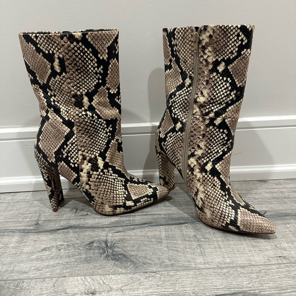 Faux Snakeprint Booties - Size 9